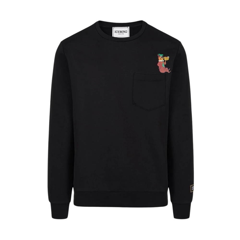 Iceberg Men's Black Yogi-Print Sweatshirt - Sweatshirts - L - Sweatshirts & Hoodies