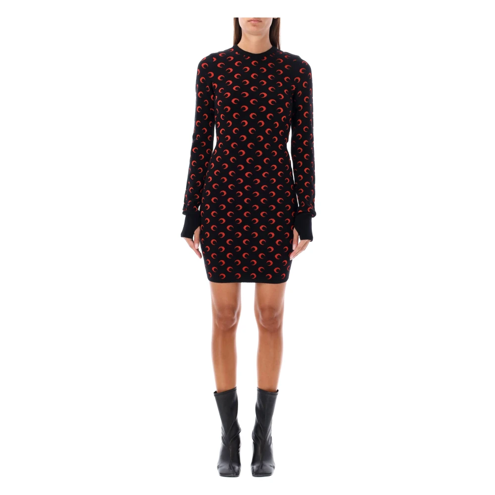 Marine Serre Maan Jacquard Gebreide Mini Jurk Multicolor Dames