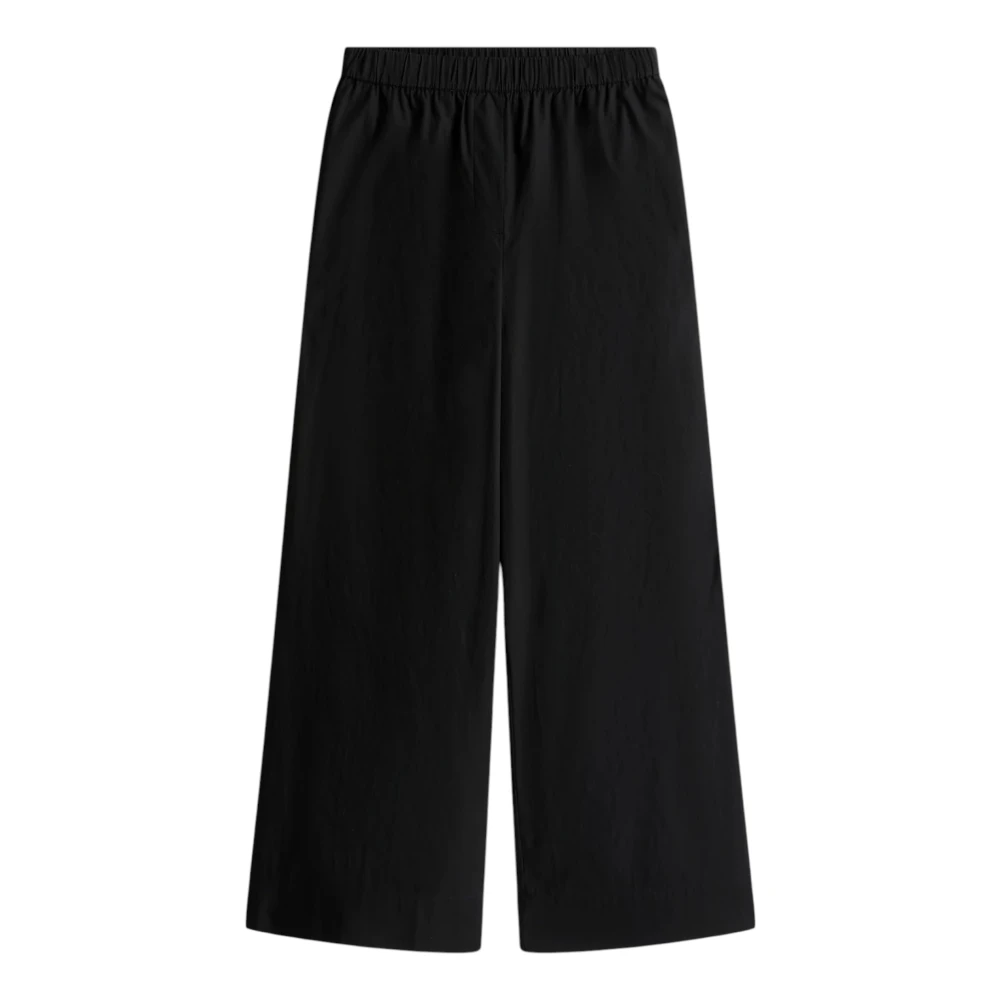 Tommy Hilfiger Women's Black Poplin Wide Leg Pant - Wide Trousers - Xs - Trousers
