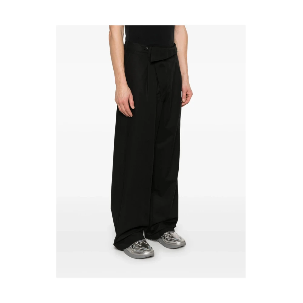Kiko Kostadinov Zwarte Broek met Verborgen Voorknoop Black Heren
