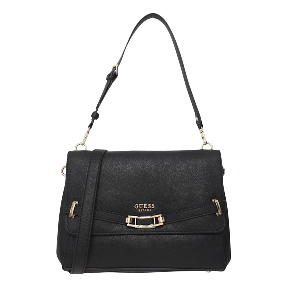 Guess Donna Nero Donne, Borsa A Mano, Schoudertas Silvye Flap Shoulder Bag Black Zwart, - Immagine 4