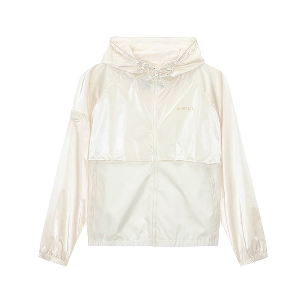 Duvetica Crème Hoodie Windbreaker Jas Beige Dames