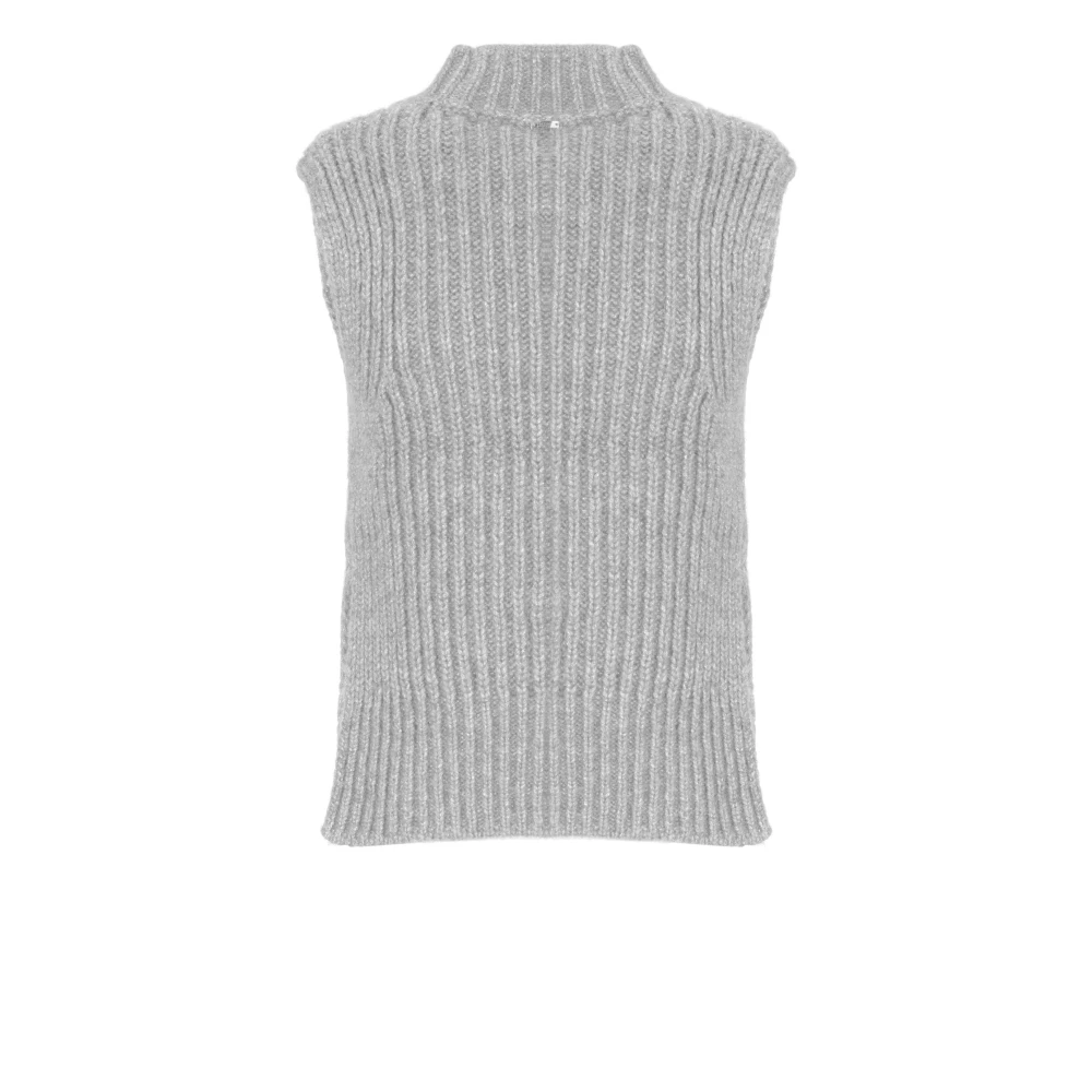 Herno Grijze Alpaca Gilet met Kantpatroon Gray Dames