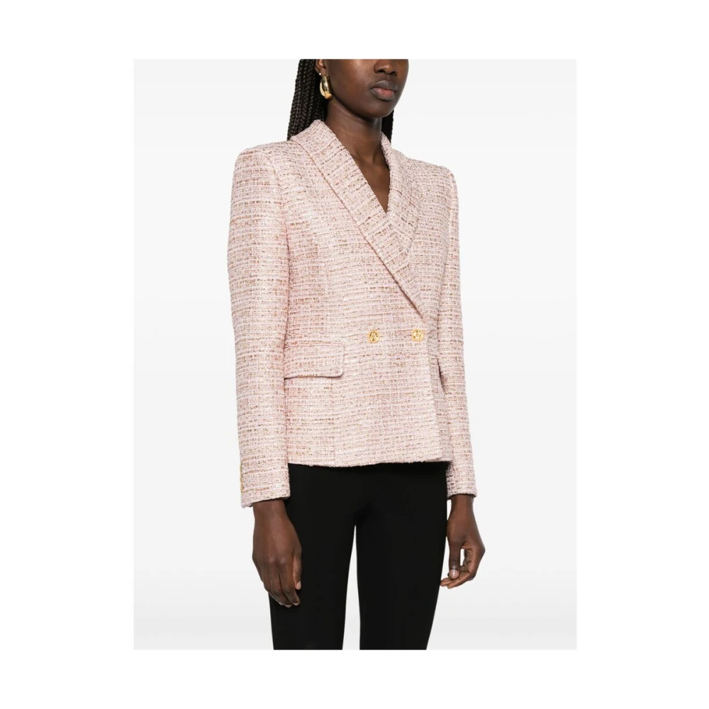 Alessandra Rich Roze double-breasted jas met klepzakken Pink Dames
