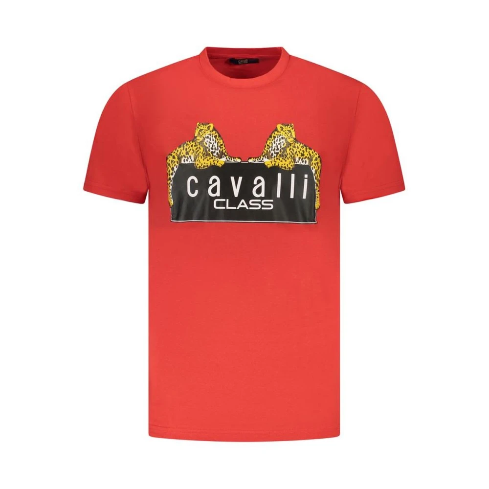 Cavalli Class Men's Red Cotton Crew Neck T-Shirt