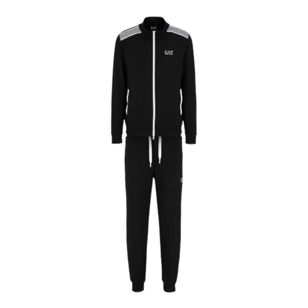 Emporio Armani EA7 Zwart Katoenen Compleet Trainingspak met Logo Black Heren