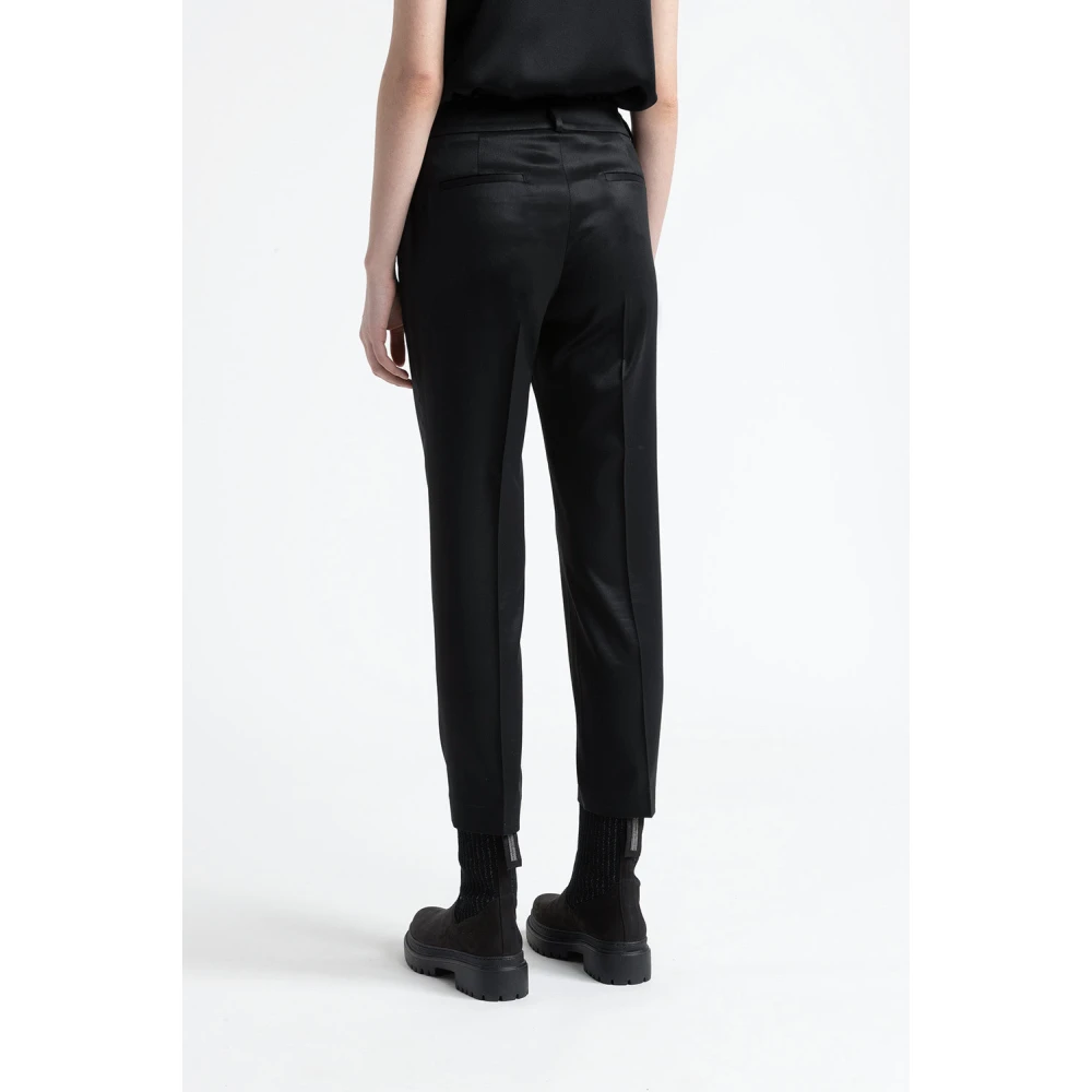 PESERICO Wol en viscose sigarettenbroek Black Dames