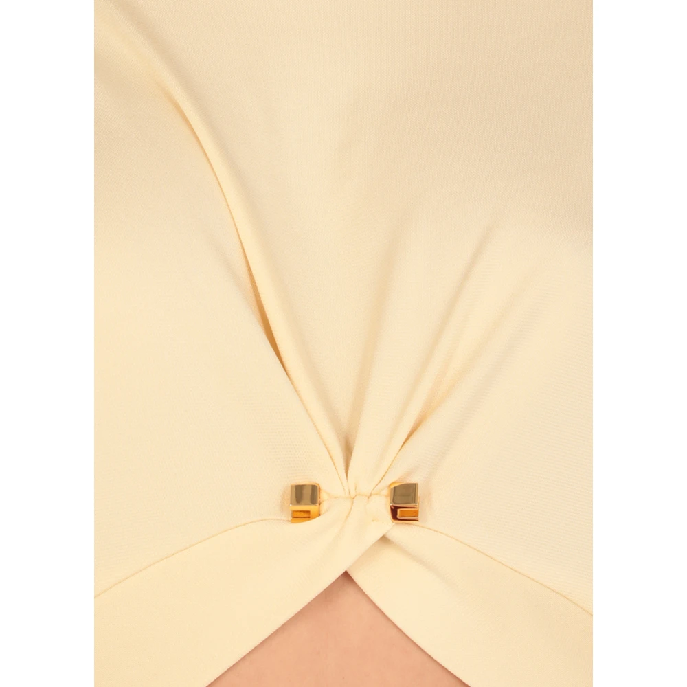 Elisabetta Franchi Gele Viscose Trui met Asymmetrische Zoom Yellow Dames