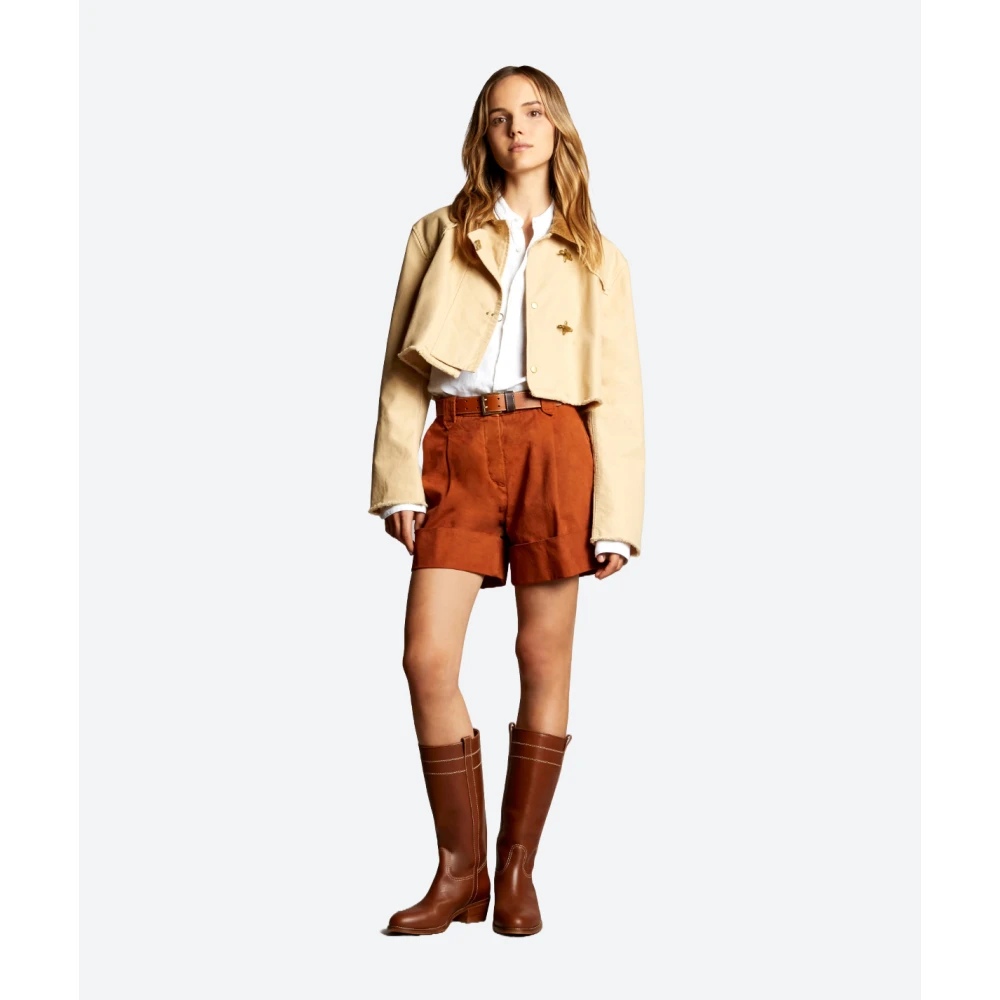 Fay Katoenen canvas jas met fluwelen kraag Beige Dames