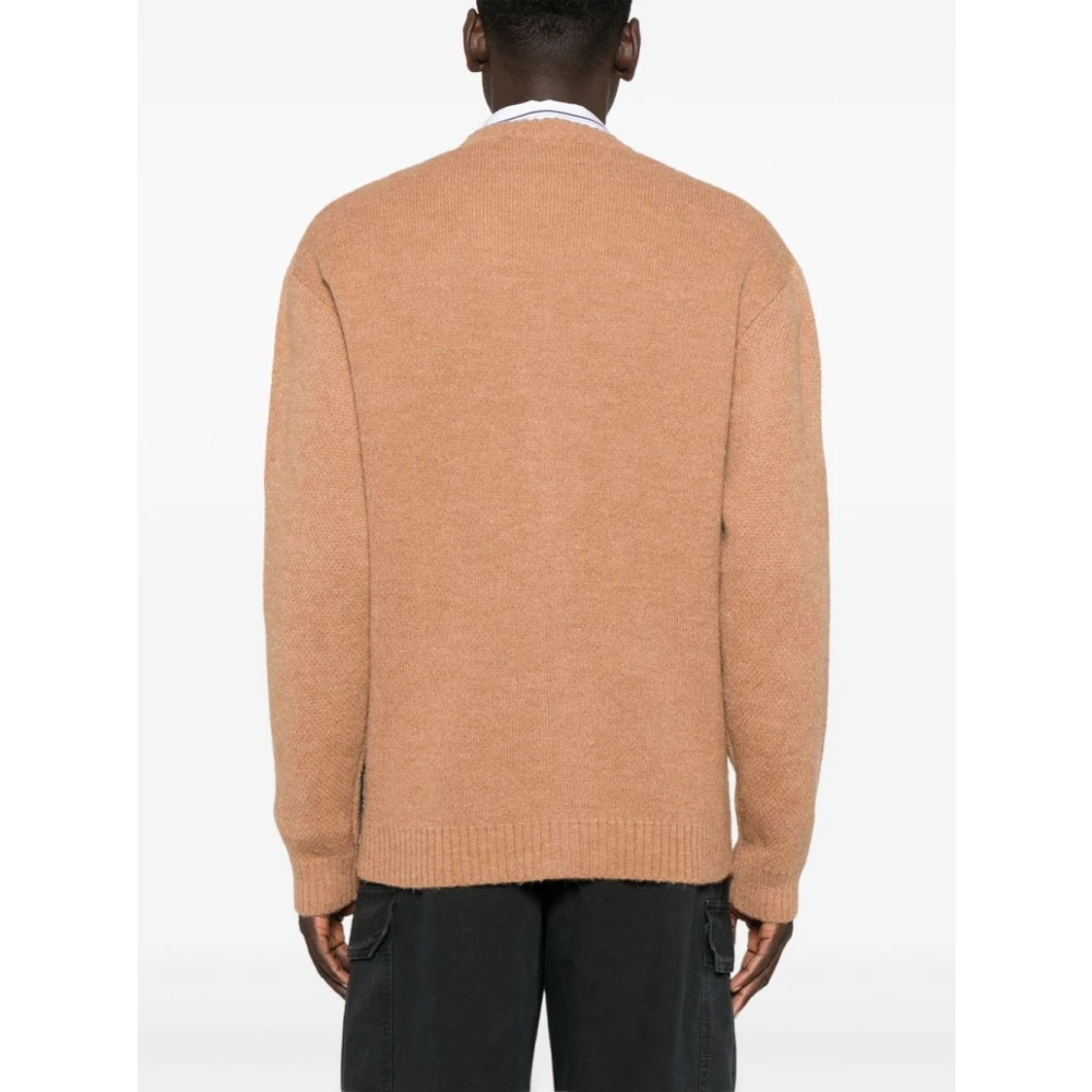 Carhartt WIP Geborstelde Gebreide Cardigan in Camo Jacquard Beige Heren