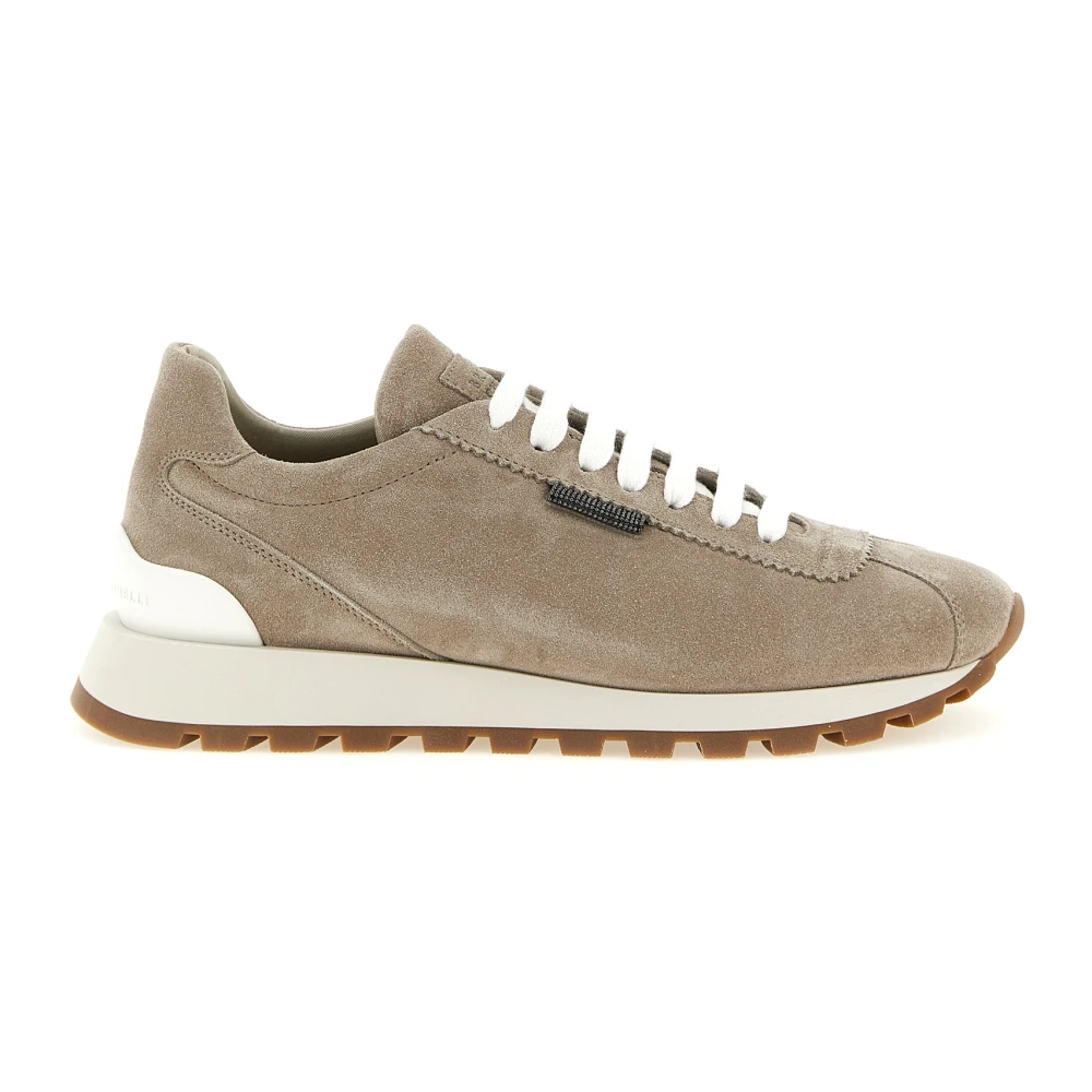 Brunello Cucinelli Runners Suede Sneakers Dames Schoenen Beige