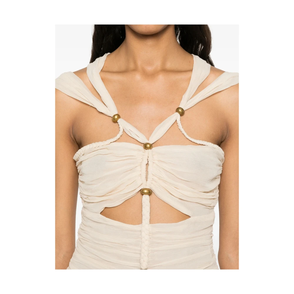 Isabel marant Beige Geplooide Cut-Out Jurk Beige Dames
