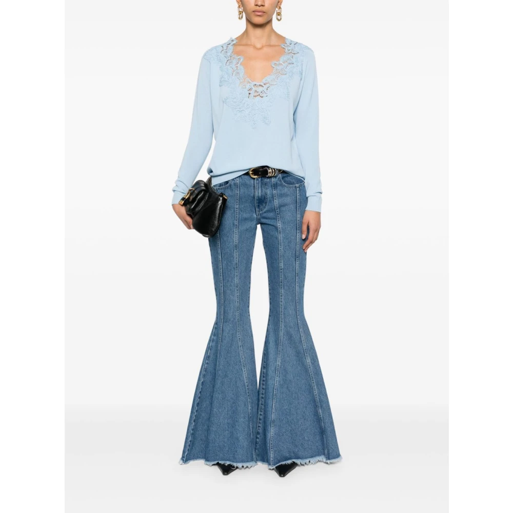 Ermanno Scervino Heldere Blauwe V-Hals Trui Blue Dames