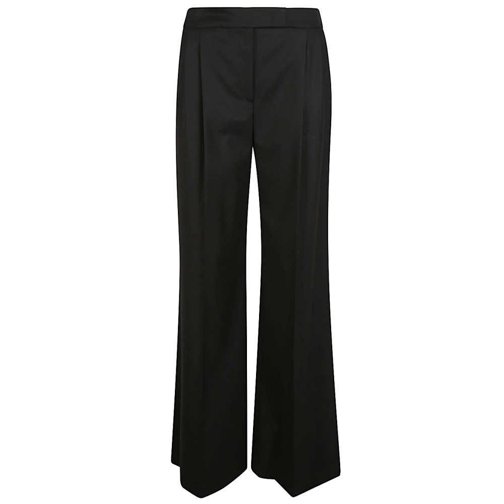 Via Masini 80 Hoge Taille Zwarte Wijde Pijp Broek Black Dames