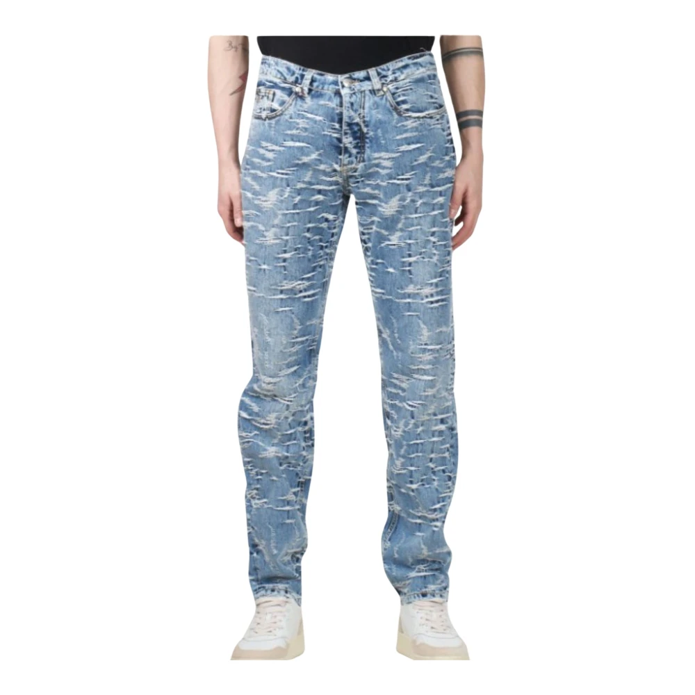 John Richmond Slimme Jeans met Patroon en Riemlussen Blue Heren