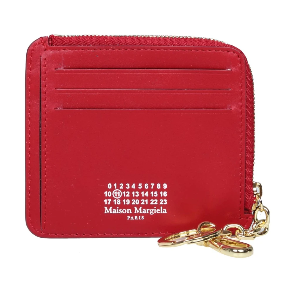 Maison Margiela Leren portemonnee met witte contraststiksels en opvallende rode kleur Red Dames