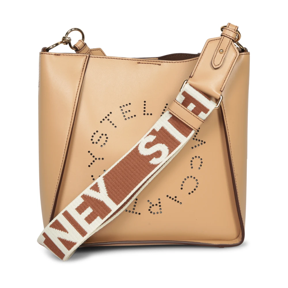 Stella Mccartney Stijlvolle Mini Schoudertas met Geperforeerde Band Brown Dames