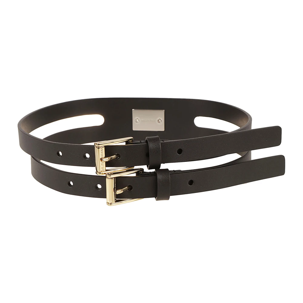 Dolce & Gabbana Luxe Leren Logo Riem Black Dames