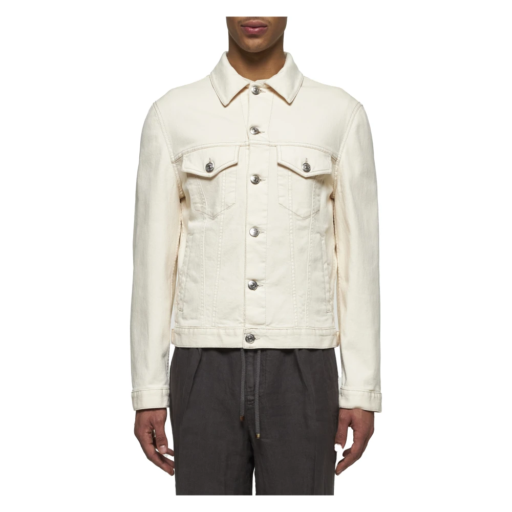 BRUNELLO CUCINELLI Denim Shirt met Metalen Knopen Beige Heren