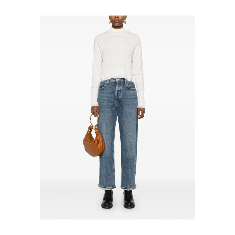pinko Witte Wol-Kasjmier Trui met Mock Hals White Dames