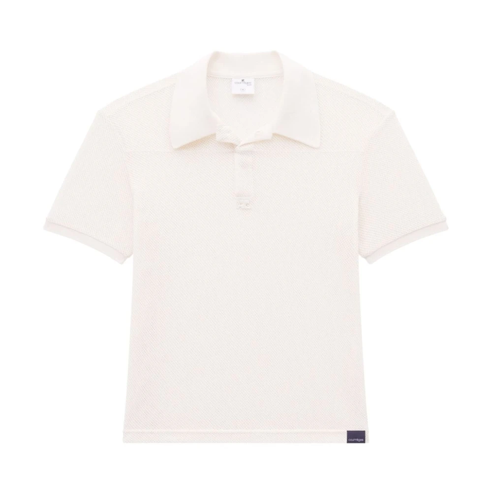 Courrèges Mesh Polo Shirt met AC Logo White Heren