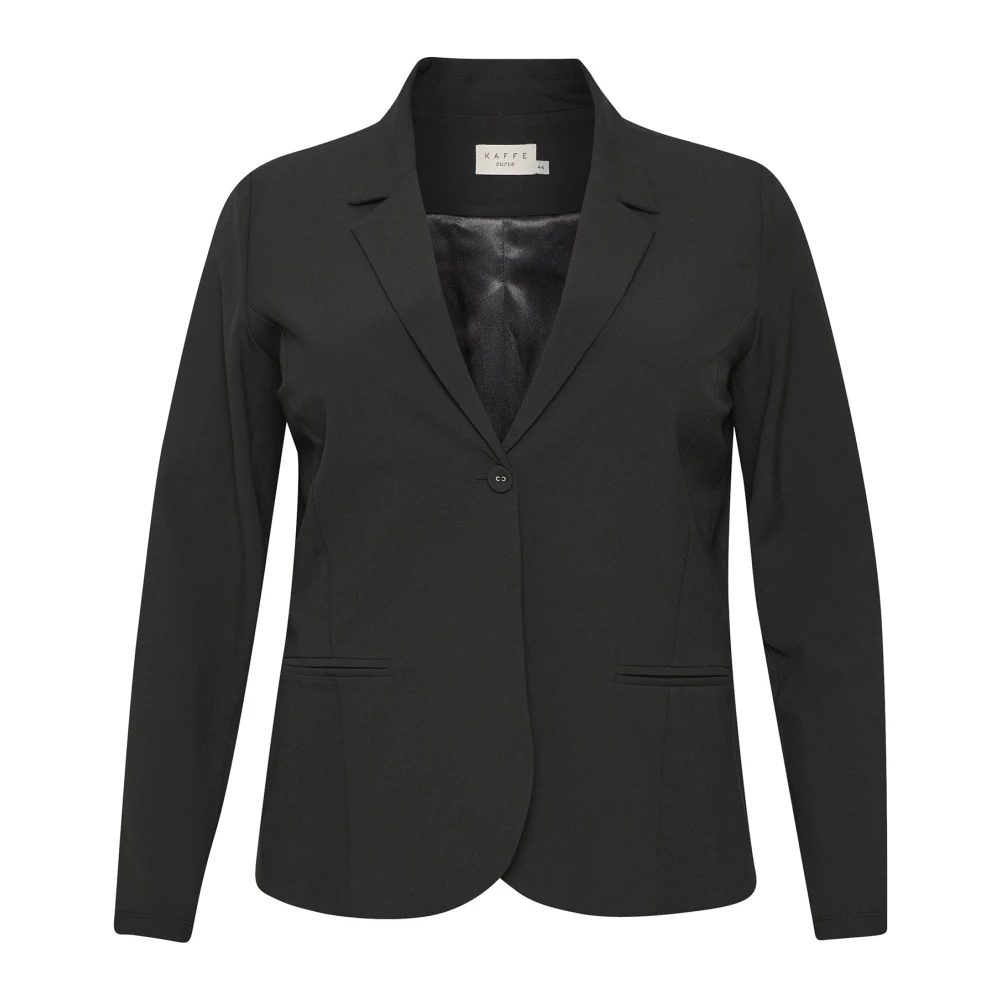 Kaffe Curve Women's Black Blazers, 2XL, Deep Blazer With V-Neck