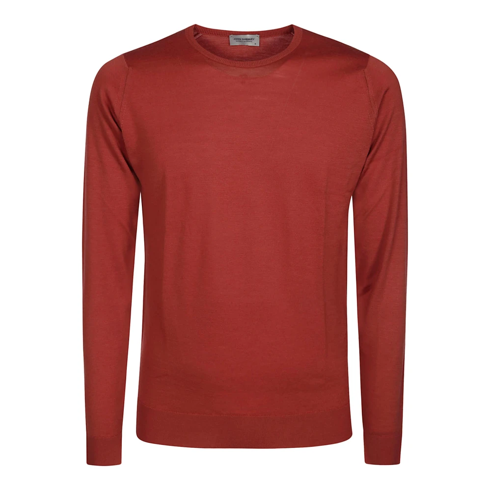 John Smedley Klassisk Merinoulltröja med Crew Neck Red, Herr