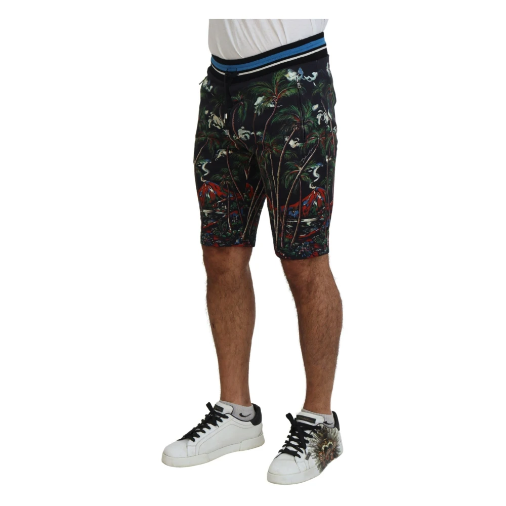 Dolce & Gabbana Zwarte Shorts met Vulkaanprint Black Heren