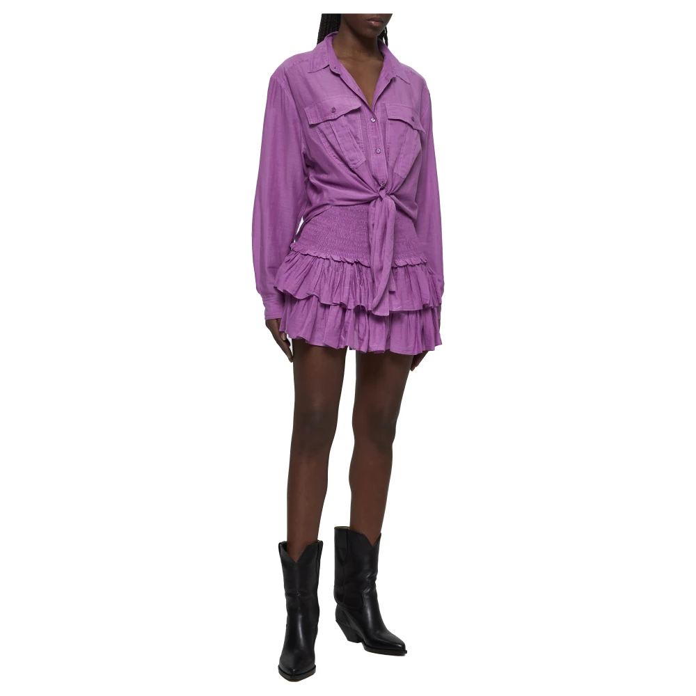 Isabel Marant Étoile Hoge Taille Fuchsia Katoenen Rok Purple Dames