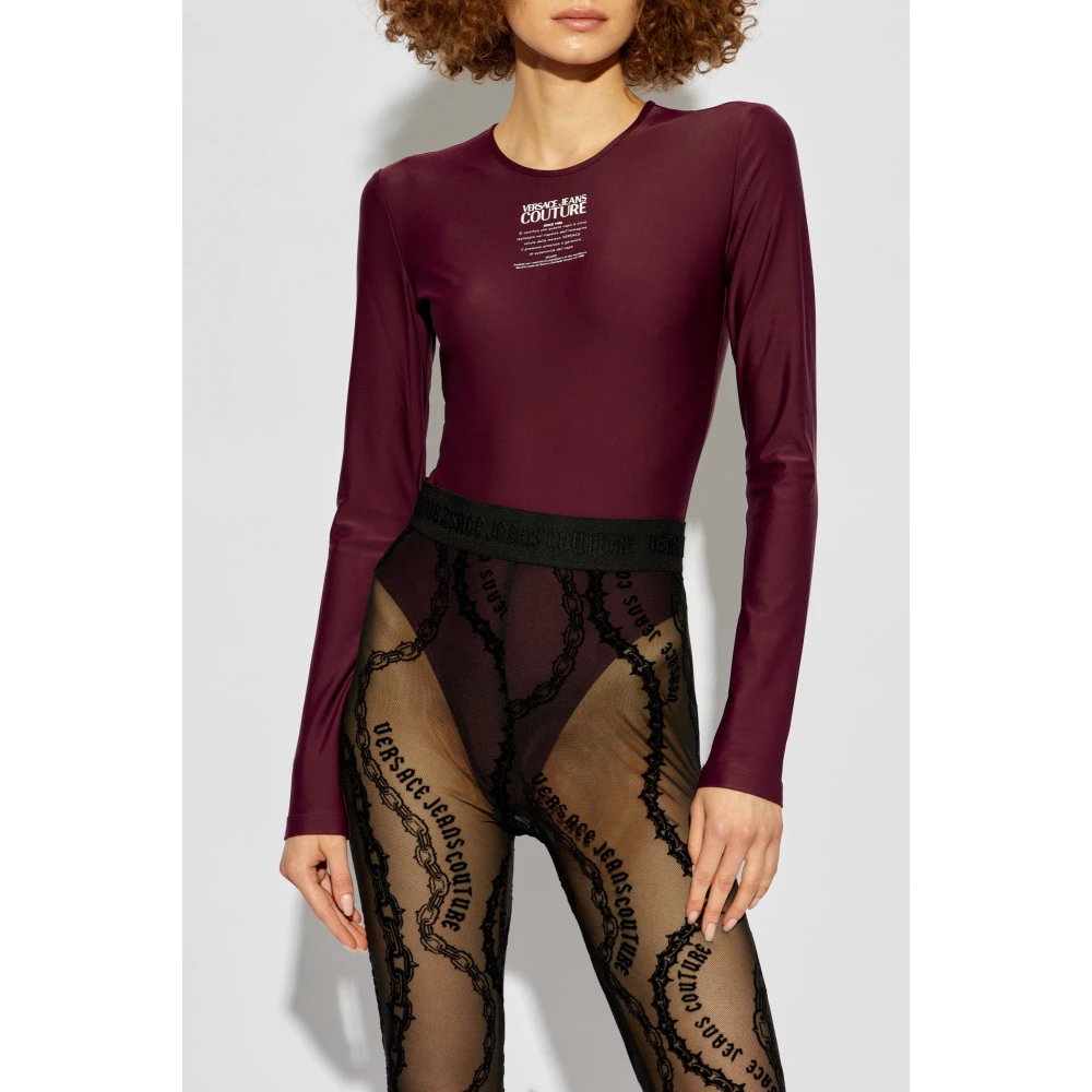Versace Jeans Couture Bodysuit met logo Purple Dames