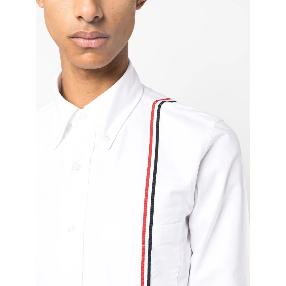 Thom Browne Wit Gestreept Katoenen Oxford Overhemd White Heren