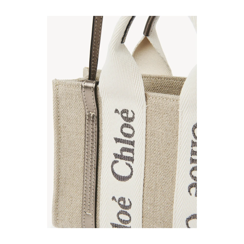 Chloé Grijze Leren Tas met Handtekening Strepen Gray Dames