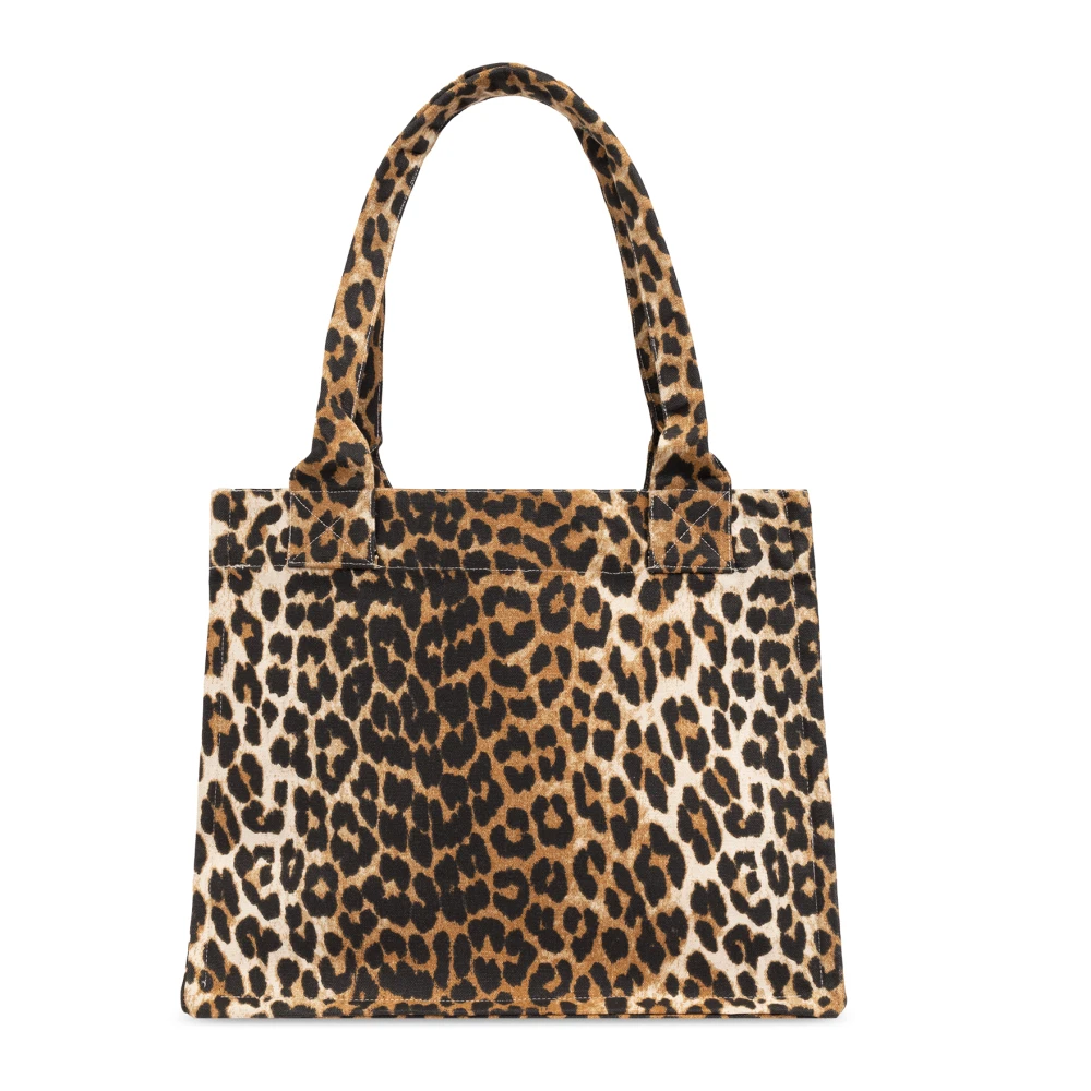 Ganni Shopper tas met logo Brown Dames