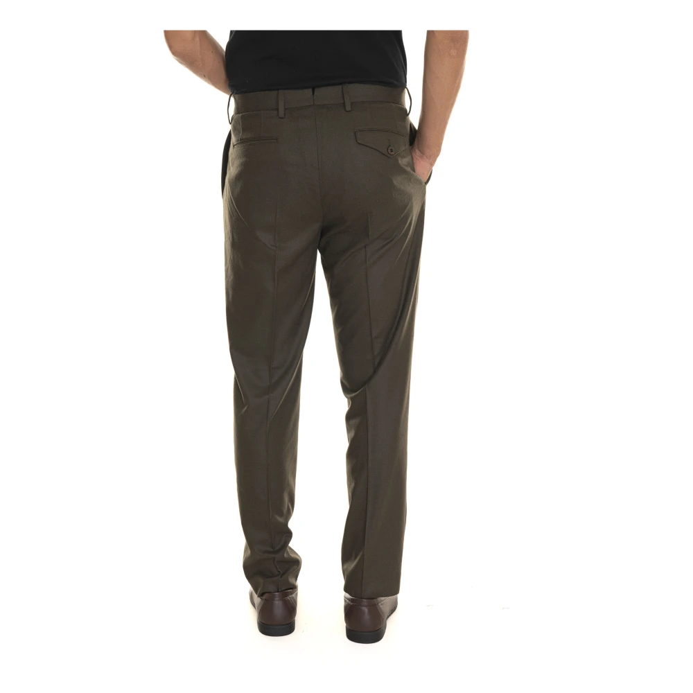 Hindustrie Flanellen Chino Broek met Front Darts Green Heren
