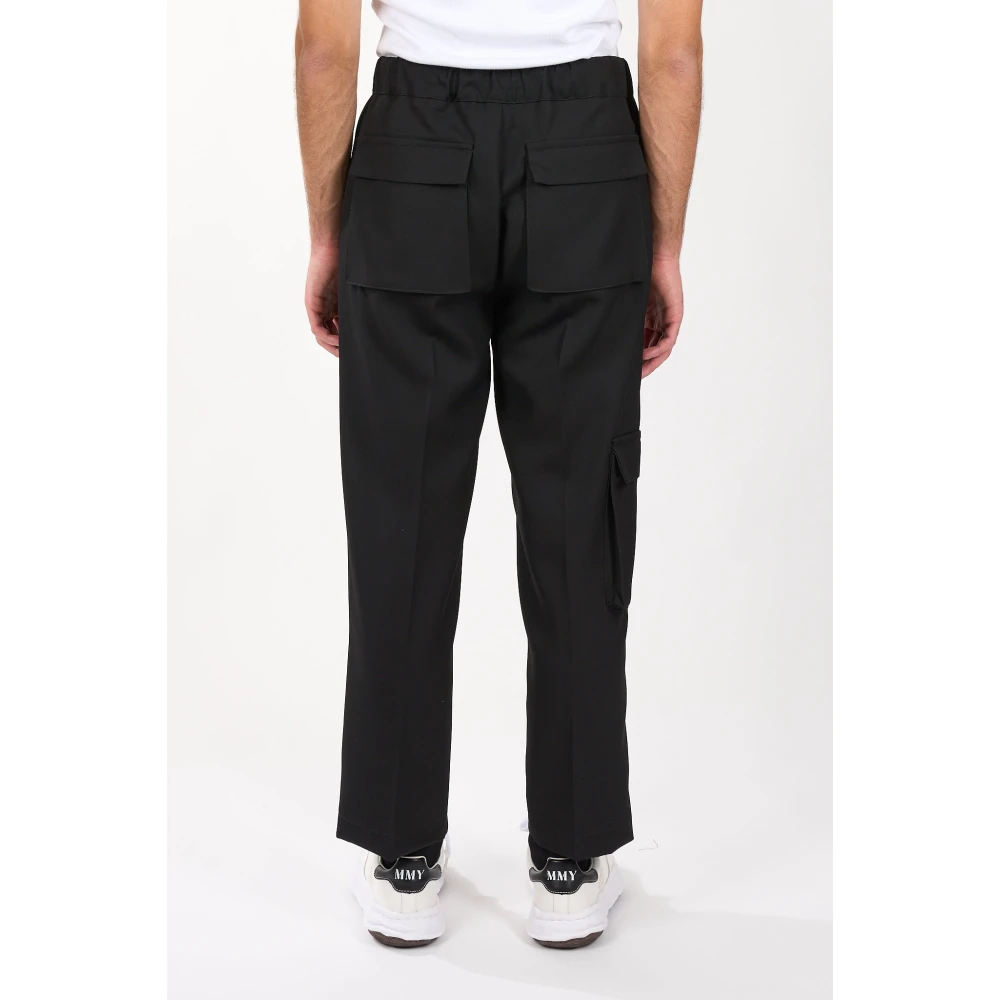 Costumein Cargo wollen broek losse pasvorm Black Heren