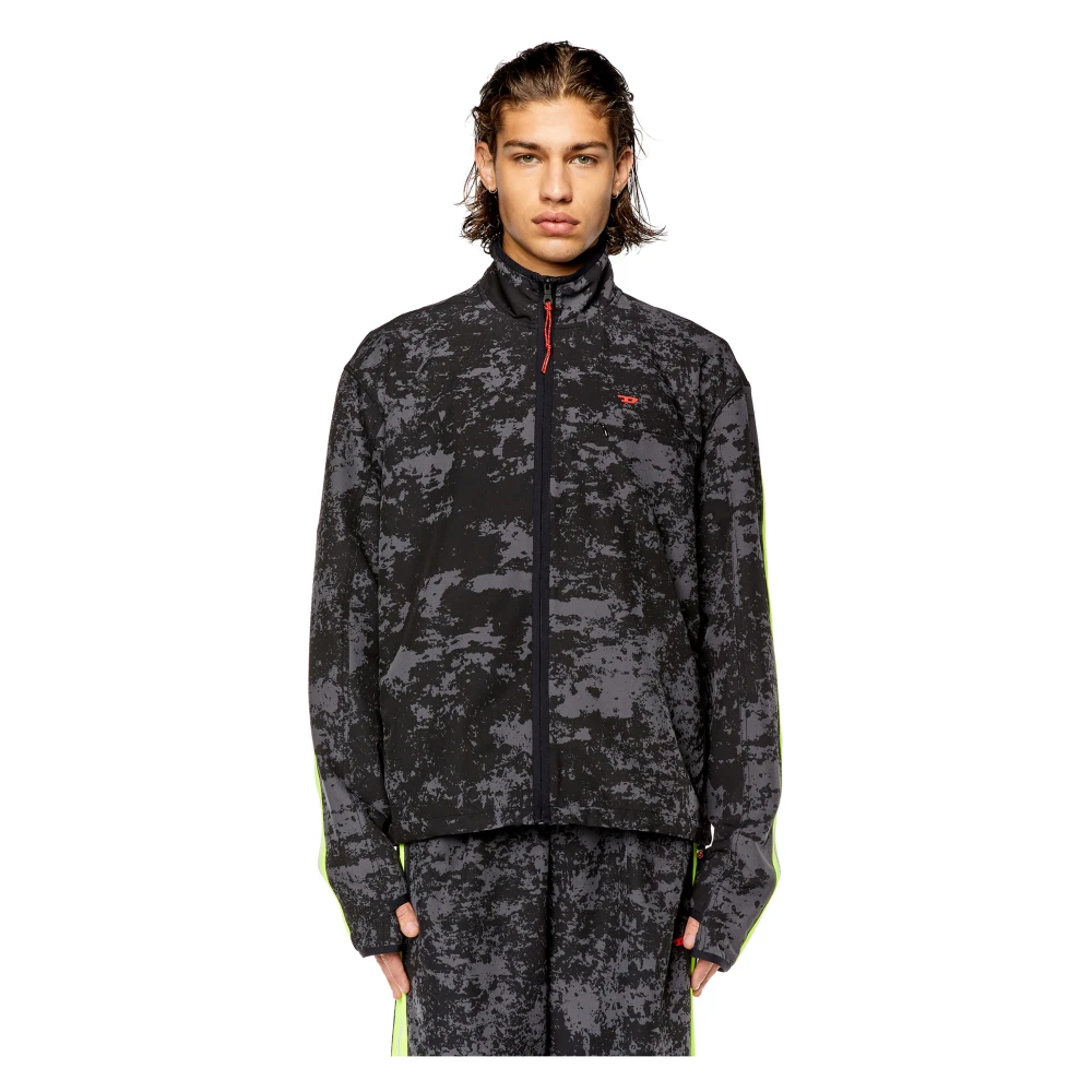 Diesel Woven track jacket with cloudy print Multicolor Heren
