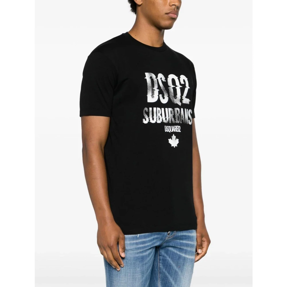 Dsquared2 Zwart Kortemouw Bedrukt T-shirt Black Heren