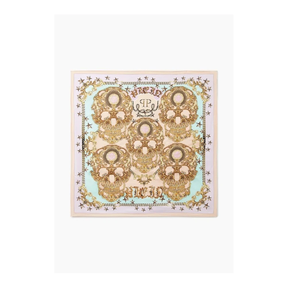 Philipp Plein Oversize Multicolor Zijden Sjaal met schedels Multicolor Dames