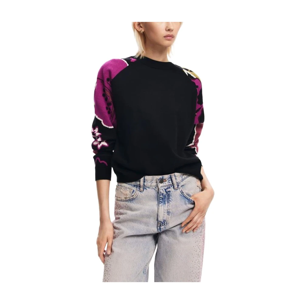 Desigual Women's Black Floral Knit Sweater