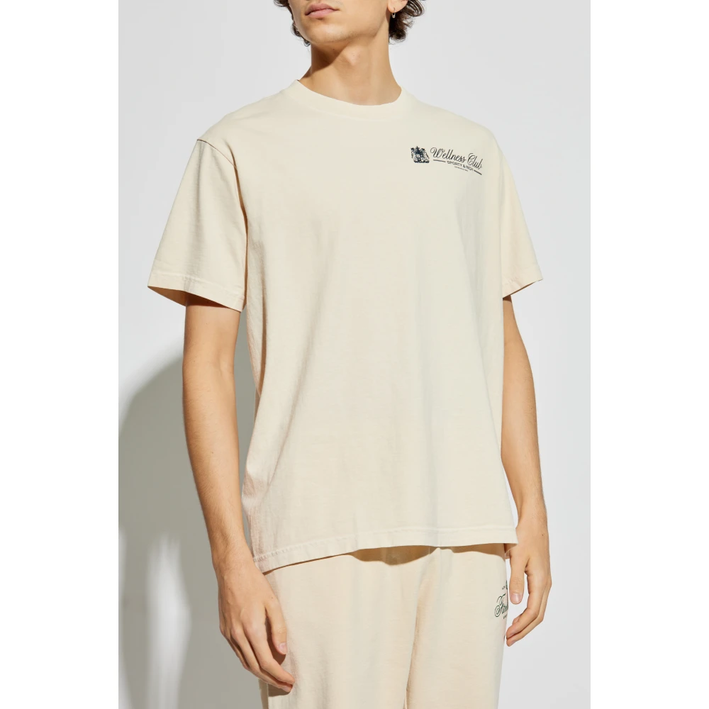 Sporty & Rich Katoenen T-shirt Beige Unisex