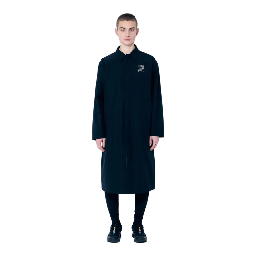 MM6 Maison Margiela Logo Print Trench Coat Black Heren