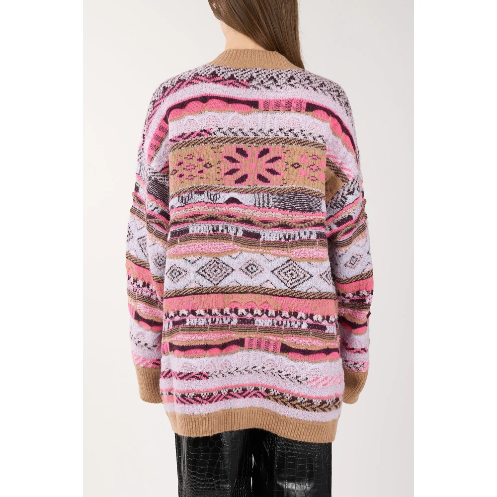 Laneus Jacquard Gebreide Vest met Zakken Multicolor Dames