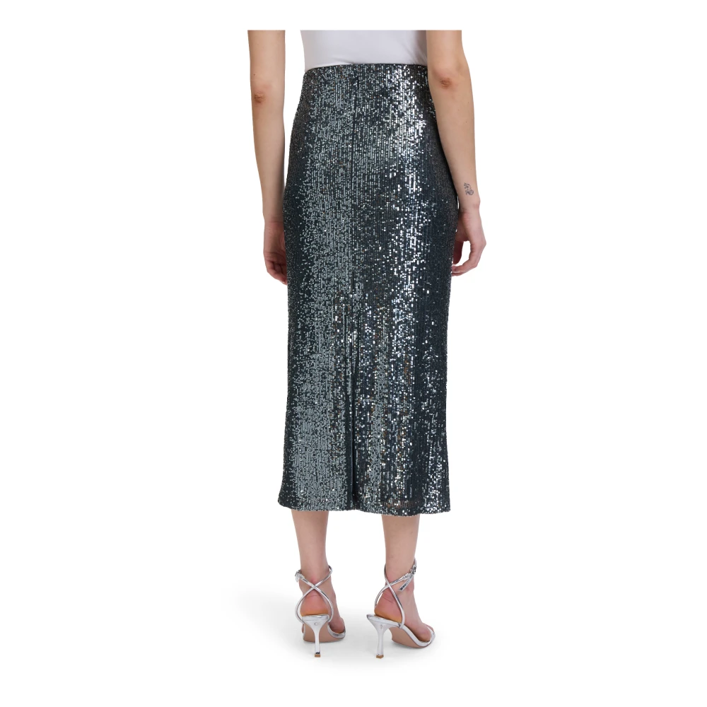 Vera Mont Pailletten Midi Rok met Elastische Taille Gray Dames