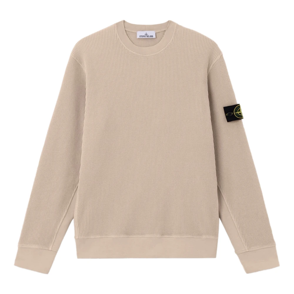 Stone Island Beige Sweatshirts, Male, Xl, Crew Neck Sweatshirt