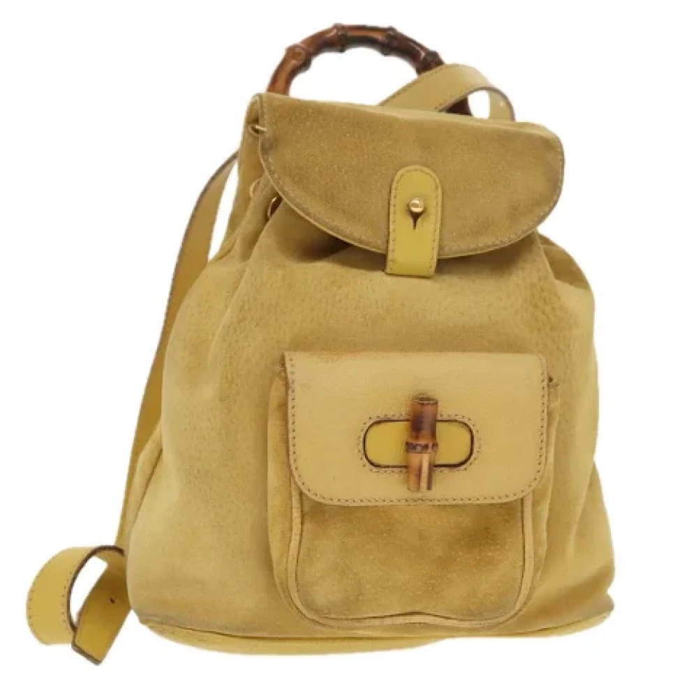 Gucci Vintage Pre-owned Leather backpacks Yellow Dames
