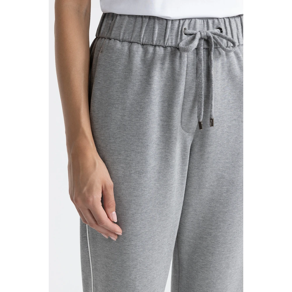 PESERICO Stretch katoenen fleeceb broek Gray Dames