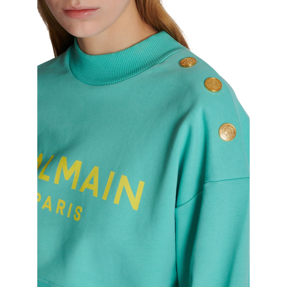 Balmain Cropped sweatshirt met Parijs-print Blue Dames