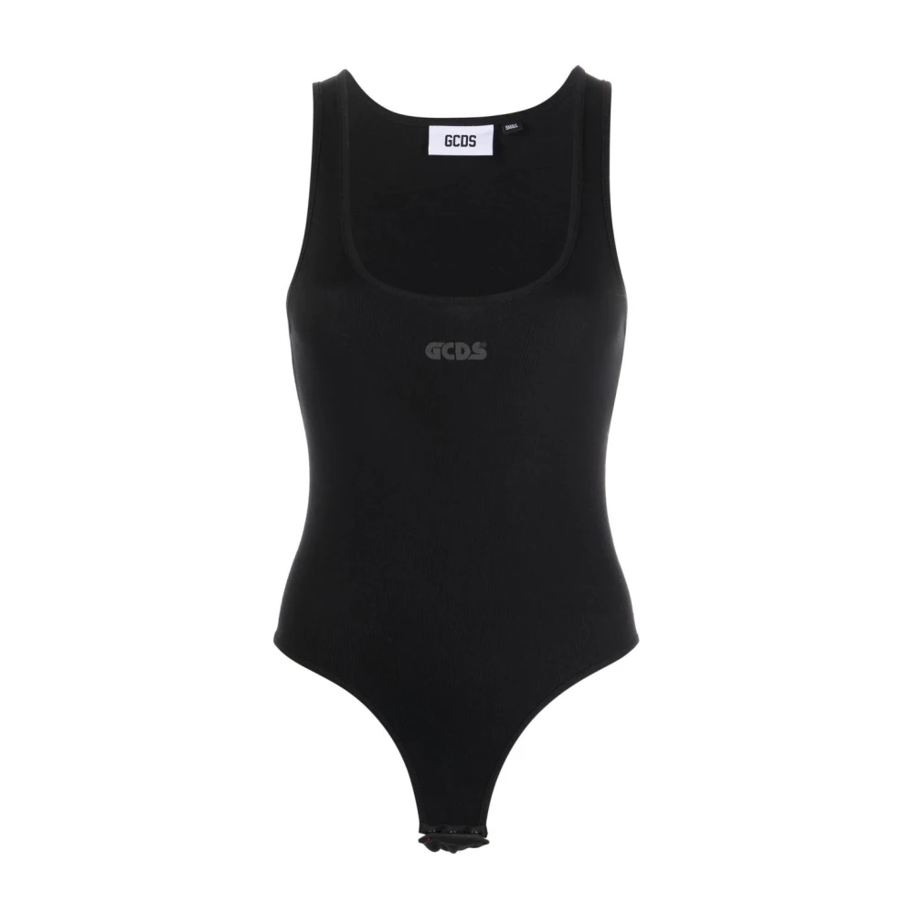 Gcds Casual Zwarte Body Jersey Bodysuit Black Dames