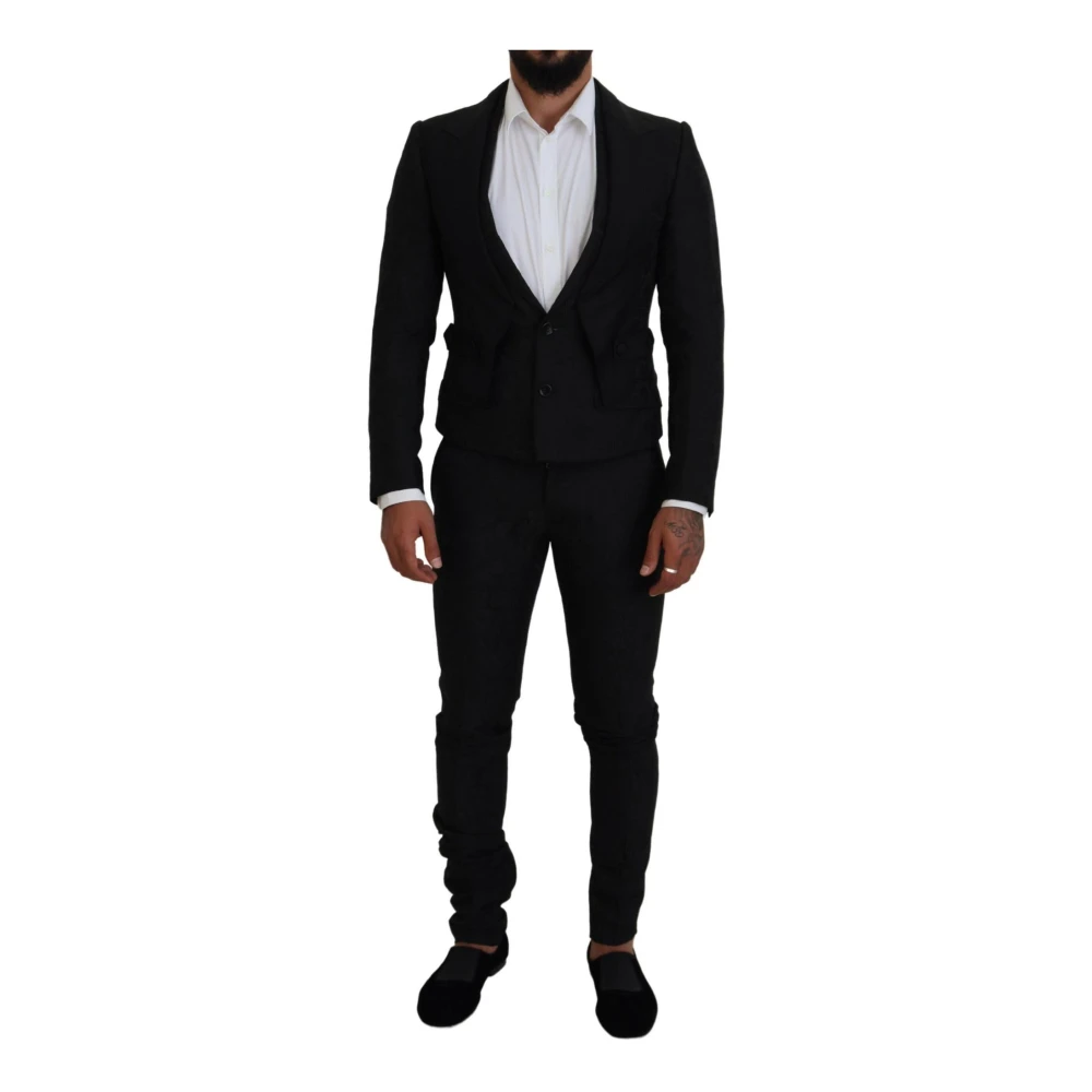 Dolce & Gabbana Men's Black Single Breasted Suits, S, Martini Two Piece Suit