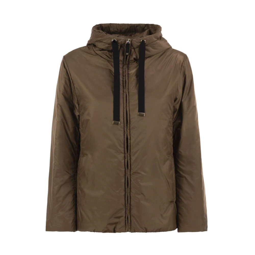 Max Mara , Light Jackets, Female, Brown, M, Giacca Imbottita Con Cappuccio E Coulisse